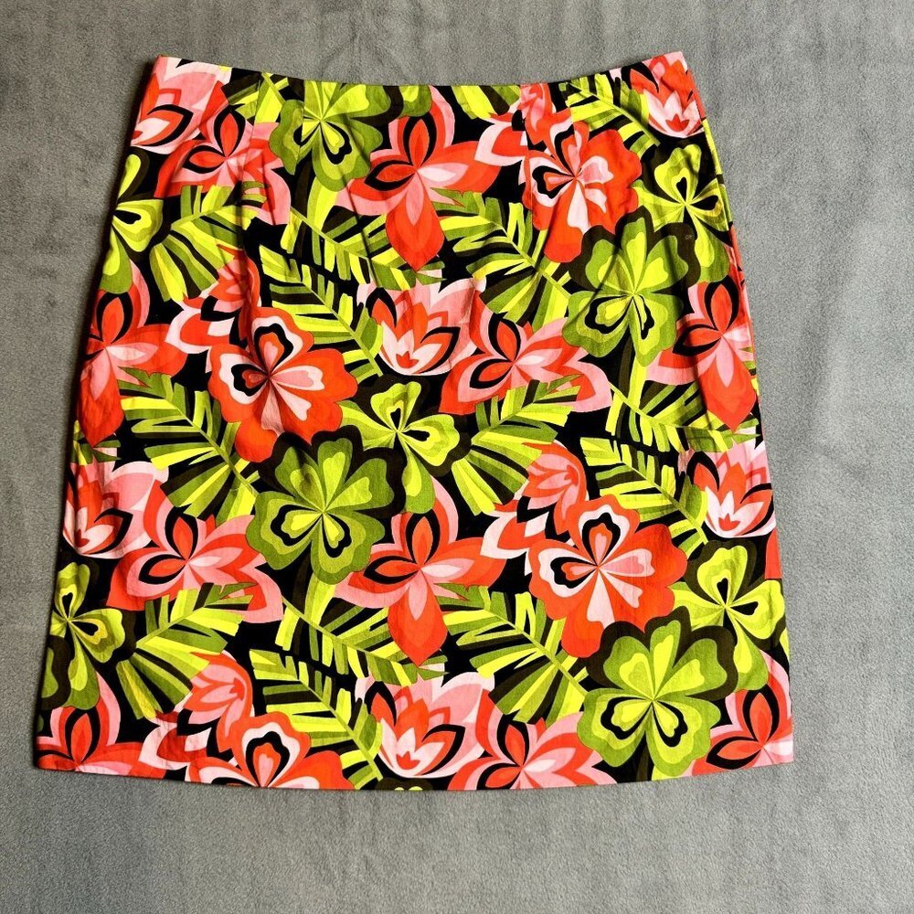 Talbots Women’s 100% Cotton Floral A Line Flare Short Skirt Lightweight Sz 10